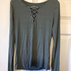 grayish blue crossy longsleeve